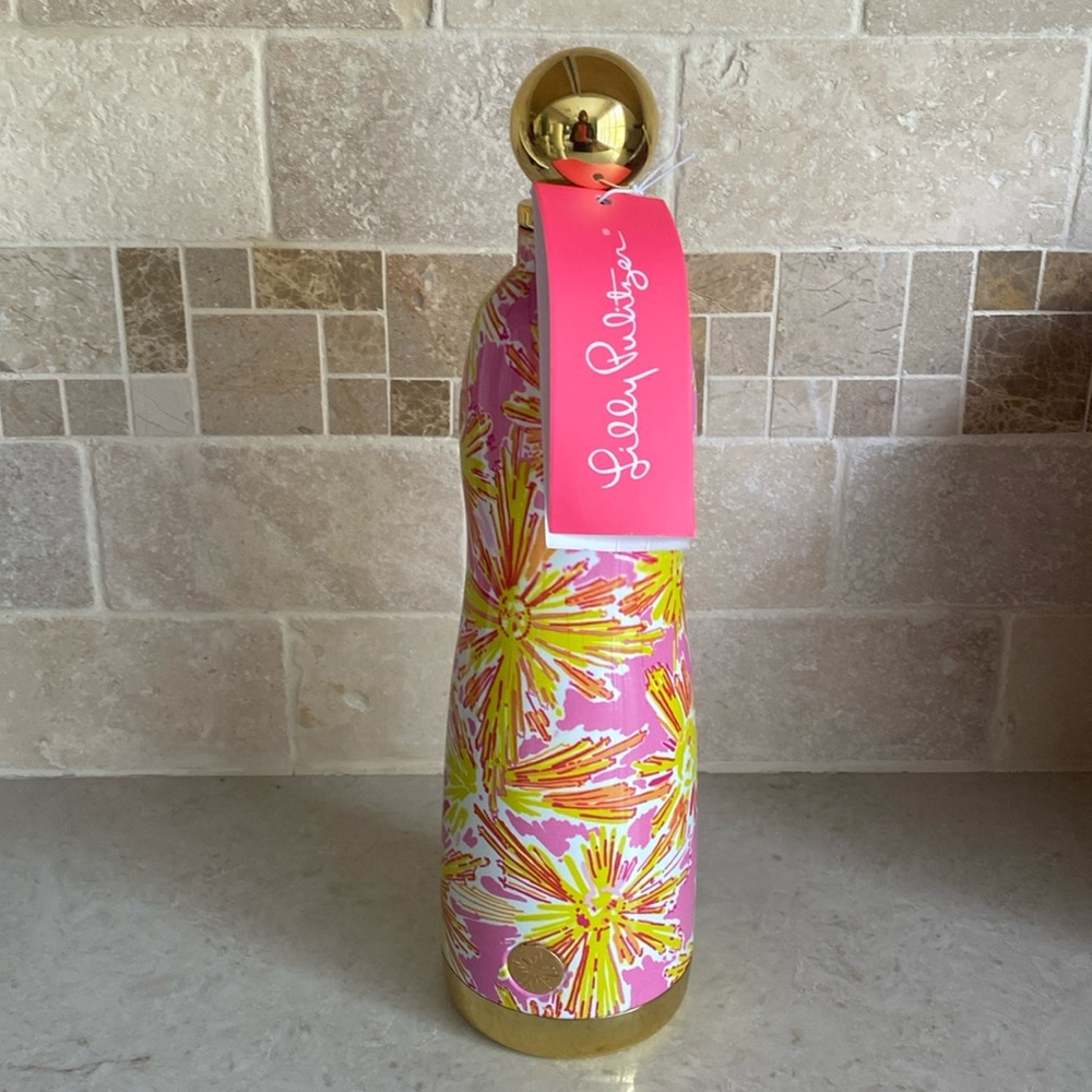 LILLY PULITZER BE THE SHINE WATER BOTTLE 24 OUNCES METAL CONTAINER NEON COLORS